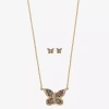 Monet Jewelry Gold Tone Womens Multi Color Glass Butterfly 2-pc. Jewelry Set In Multi