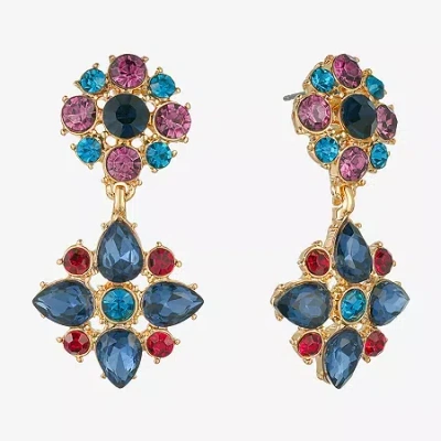 Monet Jewelry Gold Tone Womens Multi Color Glass Hypoallergenic Drop Earrings