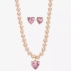 Monet Jewelry Gold Tone Womens Pink Glass Simulated Pearl Heart 2-pc. Jewelry Set In Gold