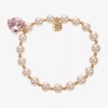 Monet Jewelry Gold Tone Womens Pink Glass Simulated Pearl Heart Stretch Bracelet In Gold