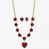 Monet Jewelry Gold Tone Womens Red Glass Heart 2-pc. Jewelry Set In Red