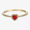 Monet Jewelry Gold Tone Womens Red Glass Heart Bangle Bracelet In Gold