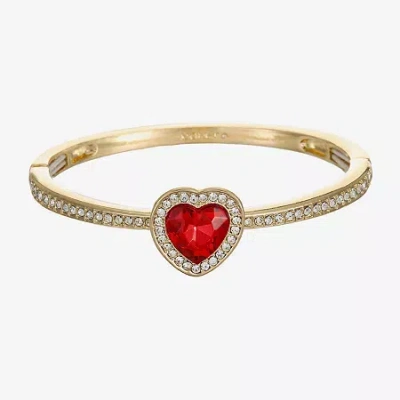 Monet Jewelry Gold Tone Womens Red Glass Heart Bangle Bracelet