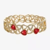 Monet Jewelry Gold Tone Womens Red Glass Heart Stretch Bracelet In Gold