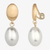 Monet Jewelry Gold Tone Womens Simulated Pearl Oval Clip On Earrings In Gold