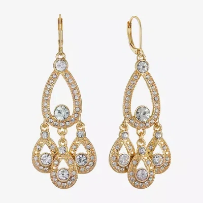Monet Jewelry Gold Tone Womens White Chandelier Earrings