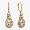 Monet Jewelry Gold Tone Womens White Pear Drop Earrings In White