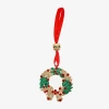 Monet Jewelry Gold Tone Wreath Christmas Ornament In Green