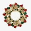 Monet Jewelry Gold Tone Wreath Multi Color Glass Pin In Multi