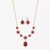 Monet Jewelry Gold Tone Y Necklace & Drop Earring Womens Glass Round 2-pc. Jewelry Set In Gold