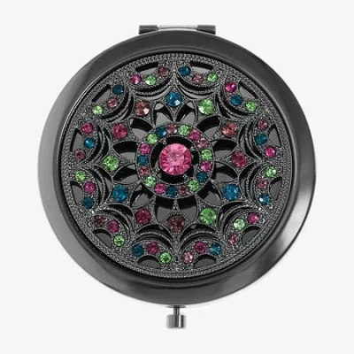 Monet Jewelry Grey Tone Multi Gray Compact Mirror In Black