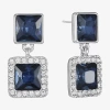 Monet Jewelry Halo Double Womens Glass Square Hypoallergenic Drop Earrings In Blue