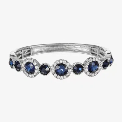 Monet Jewelry Halo Stretch Womens Glass Round Bangle Bracelet In Blue