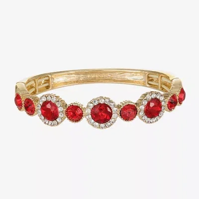 Monet Jewelry Halo Stretch Womens Glass Round Bangle Bracelet In Red