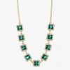 Monet Jewelry Halo Womens 17 Inch Collar Necklace In Green