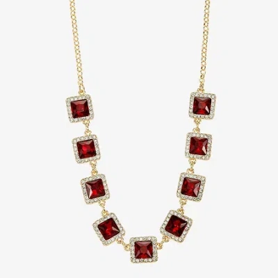 Monet Jewelry Halo Womens 17 Inch Collar Necklace In Red