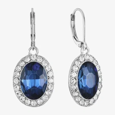 Monet Jewelry Halo Womens Glass Oval Drop Earrings In Blue