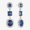 Monet Jewelry Halo Womens Glass Oval Hypoallergenic Drop Earrings In Blue