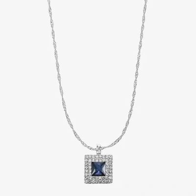 Monet Jewelry Halo Womens Glass Square 17 Inch Pendant Necklace In Blue