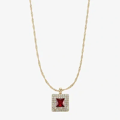 Monet Jewelry Halo Womens Glass Square 17 Inch Pendant Necklace In Red