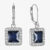 Monet Jewelry Halo Womens Glass Square Drop Earrings In Blue