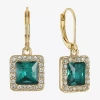 Monet Jewelry Halo Womens Glass Square Drop Earrings In Green