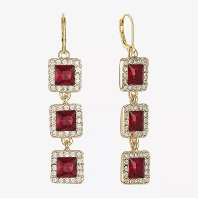 Monet Jewelry Halo Womens Glass Square Drop Earrings In Gold