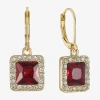 Monet Jewelry Halo Womens Glass Square Drop Earrings In Red