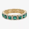Monet Jewelry Halo Womens Glass Square Stretch Bracelet In Green