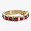 Monet Jewelry Halo Womens Glass Square Stretch Bracelet In Red