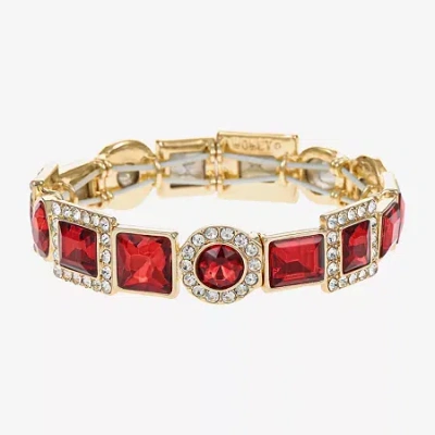 Monet Jewelry Halo Womens Red Glass Oval Stretch Bracelet