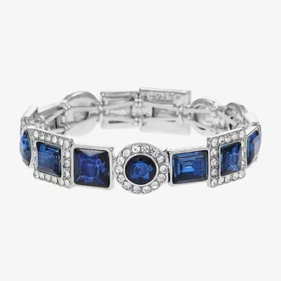 Monet Jewelry Halo Womens Red Glass Oval Stretch Bracelet In Blue