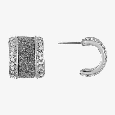 Monet Jewelry Huggie Womens Glass 17mm Hypoallergenic Hoop Earrings In Silver
