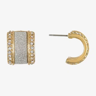 Monet Jewelry Huggie Womens Glass 17mm Hypoallergenic Hoop Earrings In Yellow