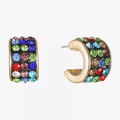 Monet Jewelry Huggie Womens Multi Color Glass 13.5mm Hypoallergenic Hoop Earrings