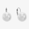 Monet Jewelry Huggie Womens Simulated Pearl Drop Earrings In White