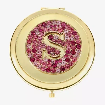 Monet Jewelry Initial Gold Tone Round Compact Mirror