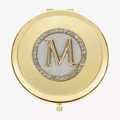 Monet Jewelry Initial Gold Tone Round Compact Mirror