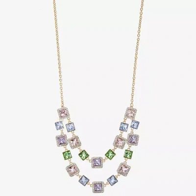 Monet Jewelry Layered Womens Pink Glass 18 Inch Strand Necklace In Multi