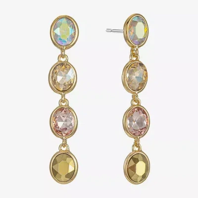 Monet Jewelry Linear Womens Brown Glass Oval Hypoallergenic Drop Earrings