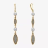Monet Jewelry Linear Womens Simulated Pearl Drop Earrings In Gold
