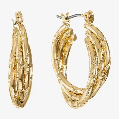 Monet Jewelry Liz Claiborne Gold-tone Small Twisted Hoop Earrings In Yellow