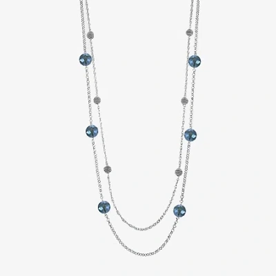 Monet Jewelry Monet Blue Stone Silver-tone Station Necklace