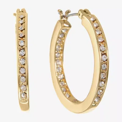 Monet Jewelry Monet Crystal Gold-tone Hoop Earrings In White