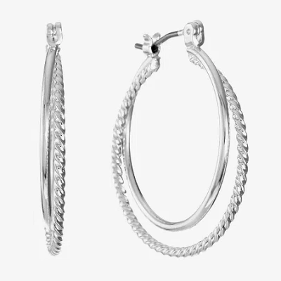 Monet Jewelry Monet Gold-tone 2-row Hoop Earrings In Gray
