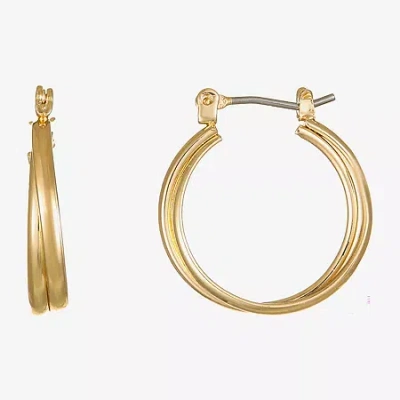 Monet Jewelry Monet Gold-tone 2-row Smooth Hoop Earrings In Yellow