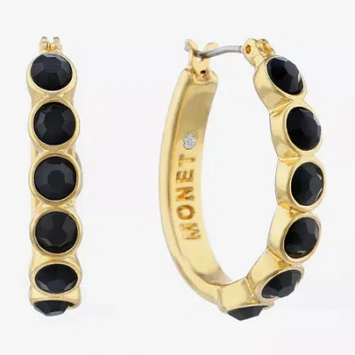 Monet Jewelry Monet Gold-tone Black Hoop Earrings