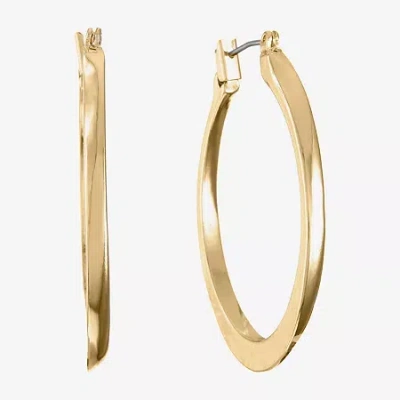 Monet Jewelry Monet Gold-tone Oval Edged Hoop Earrings In Yellow