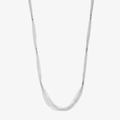 Monet Jewelry Monet Silver-tone Diamond-cut Multi-strand Station Necklace In Gray