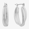 Monet Jewelry Monet Silver-tone Oval 2-row Hoop Earrings In Gray